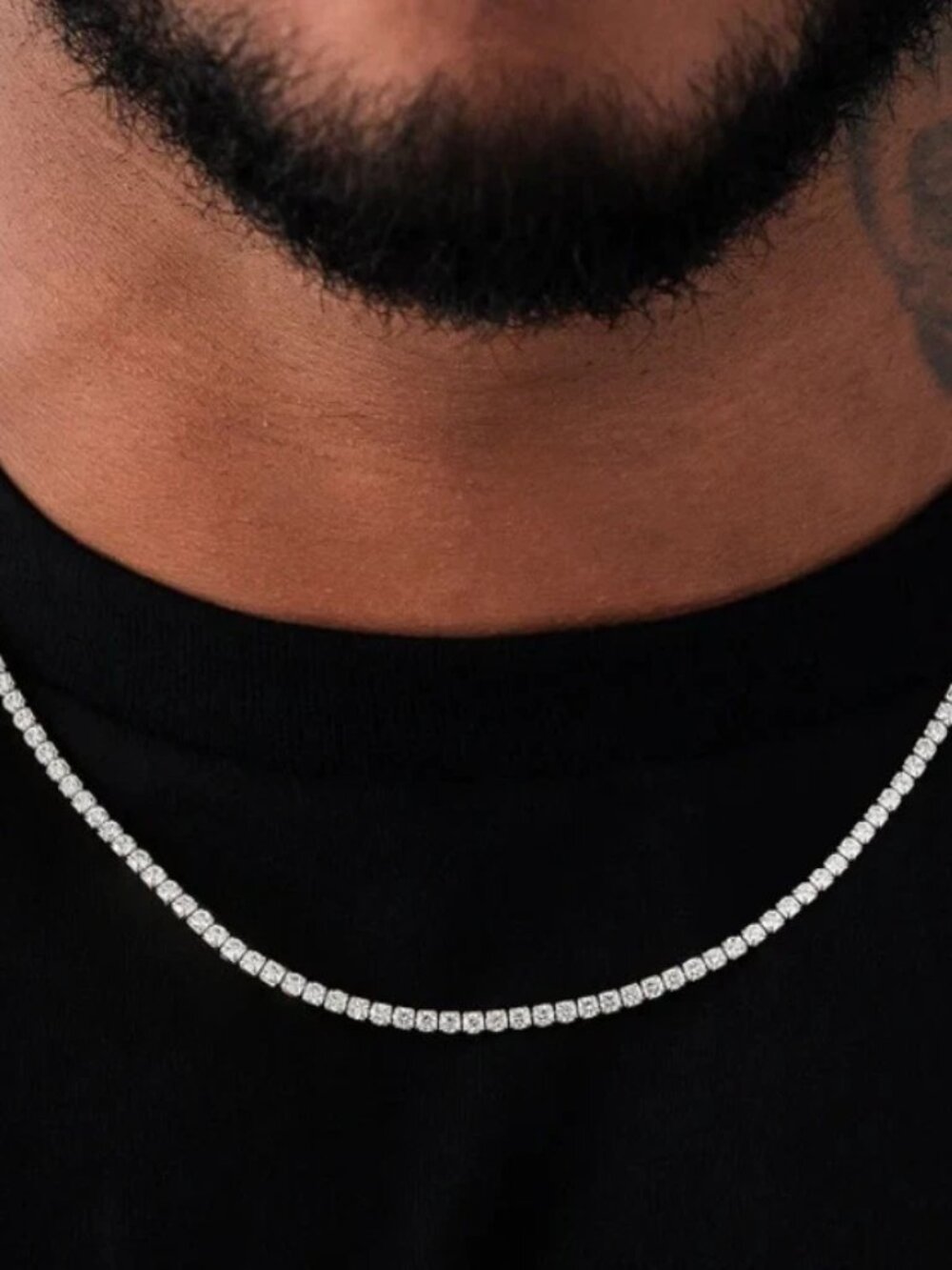 GLD Micro Tennis Necklace Chain 14k White Gold Plated 20" Luxury CZ